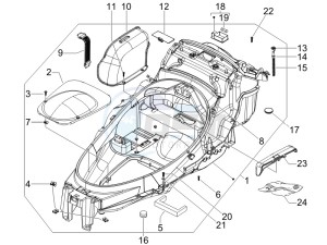 MP3 125 drawing Helmet box - Undersaddle