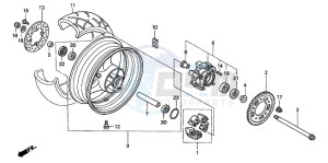 CB900F HORNET 900 drawing REAR WHEEL