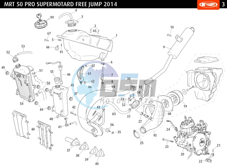 COMPLETE ENGINE - EXHAUST - FUEL TANK