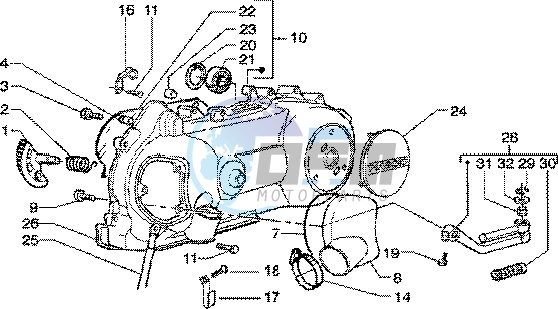 Kickstarter-crankcase cooling