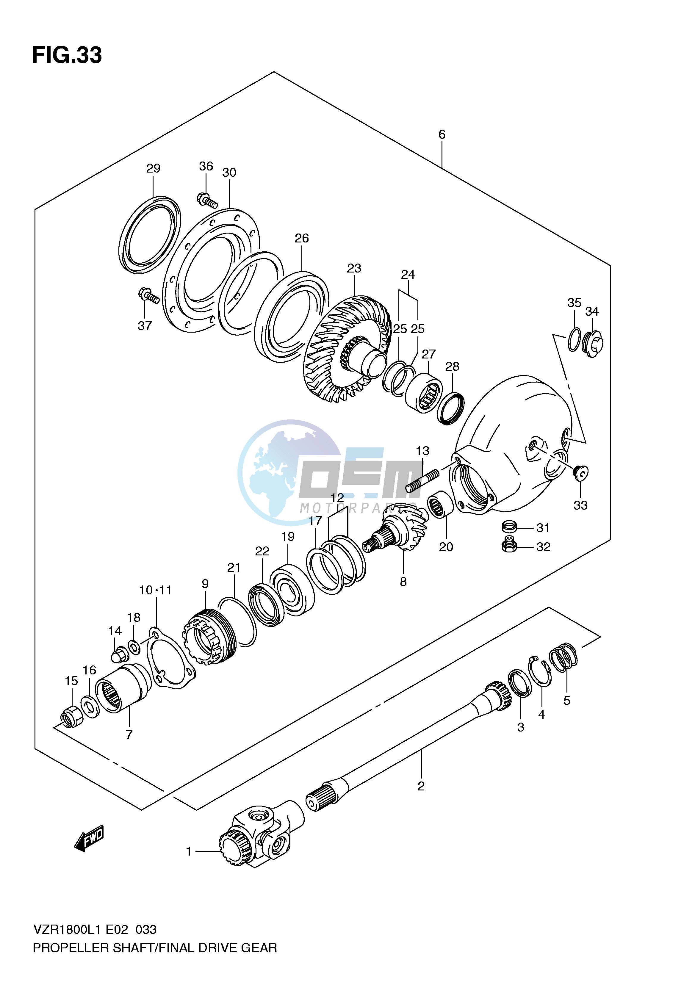 PROPELLER SHAFT FINAL DRIVE GEAR (VZR1800UFL1 E19)