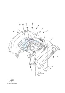 YFM700FWB YFM70KDXH KODIAK 700 (B16F) drawing REAR FENDER