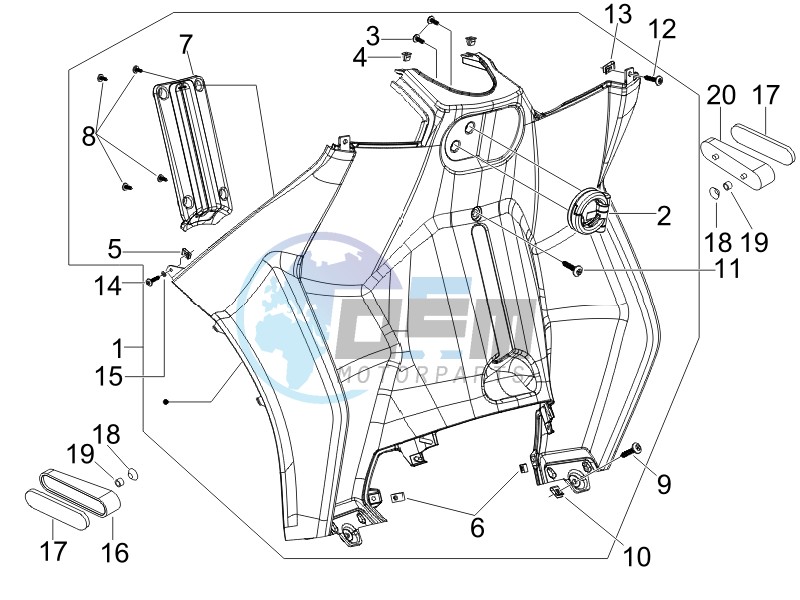 Front glove-box - Knee-guard panel