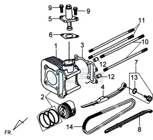 MIO 100 drawing CYLINDER MET PISTON / CYLINDER GASKETS TOP AND BOTTOM