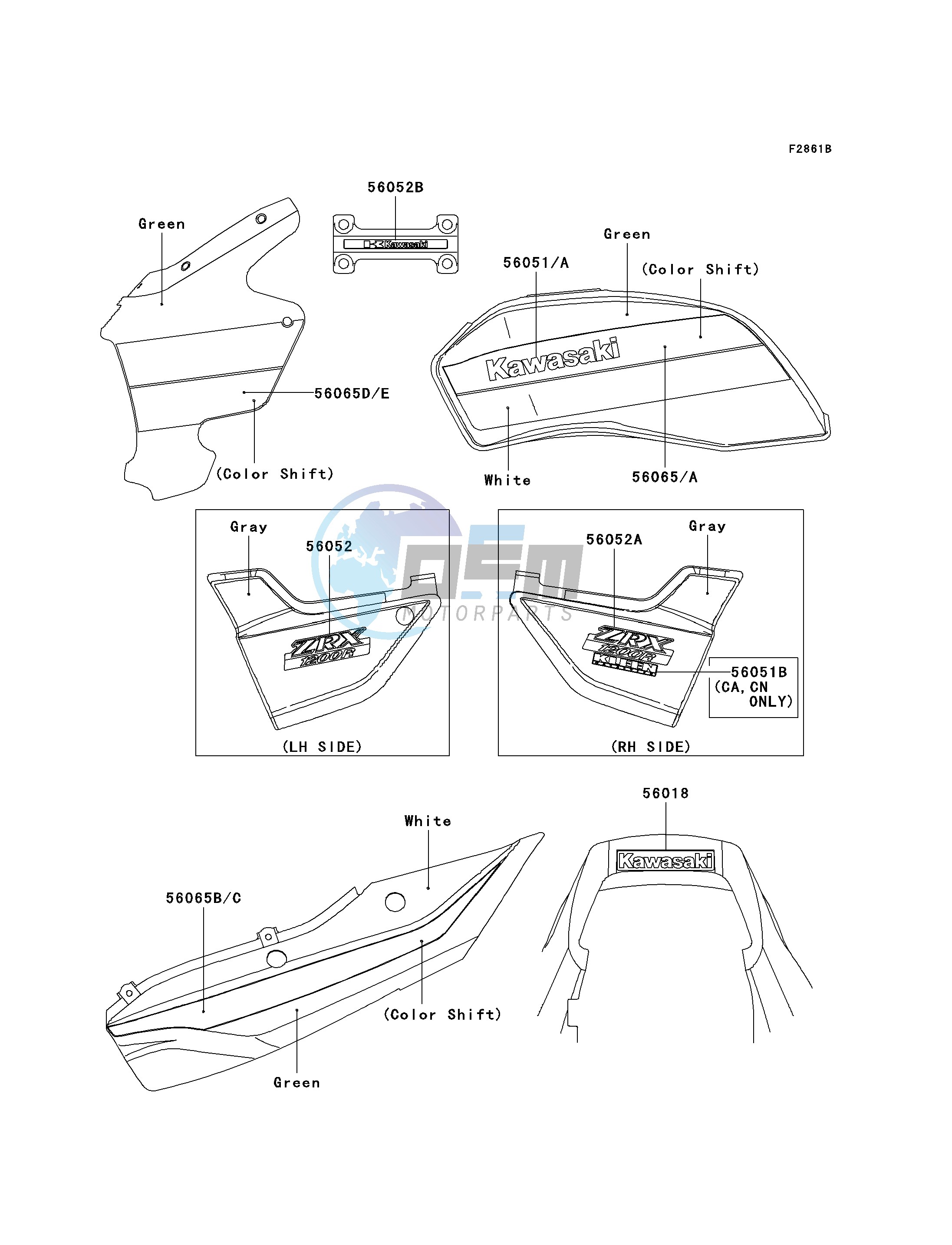 DECALS-- GREEN_WHITE- --- ZR1200-A2- -