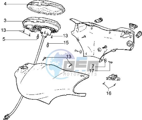 Handlebars component parts-Instrument unit