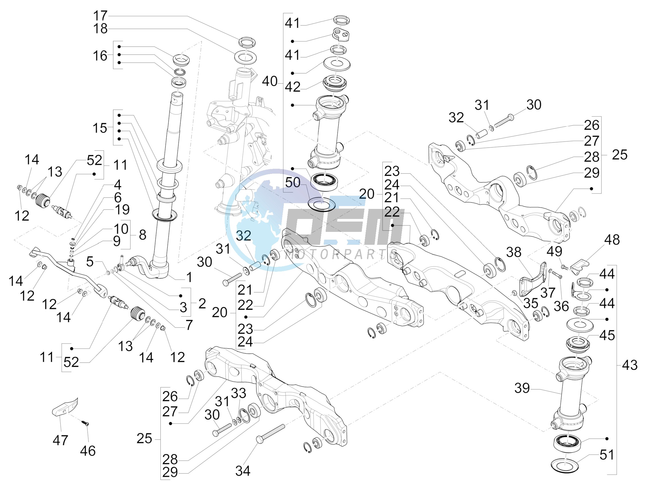 Fork/steering tube - Steering bearing unit