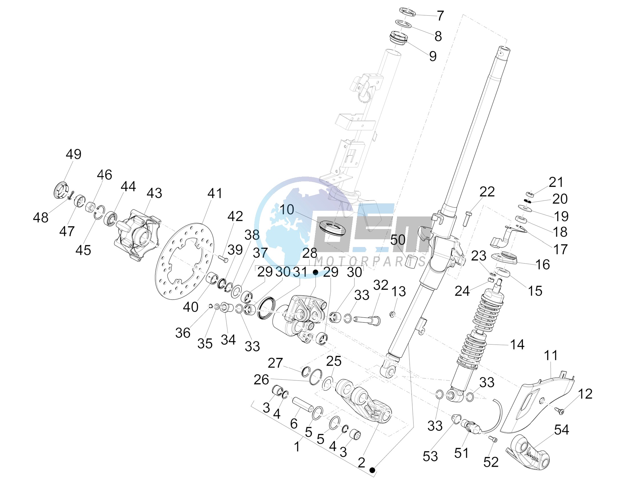 Fork/steering tube - Steering bearing unit