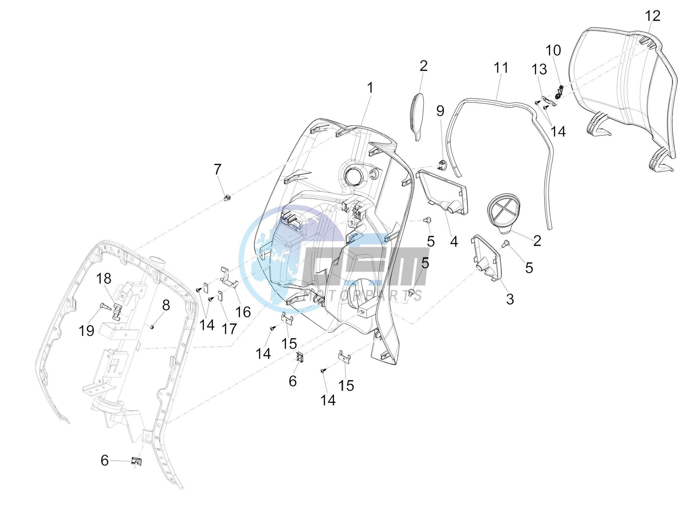 Front glove-box - Knee-guard panel