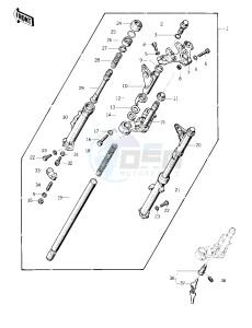 KZ 400 D (D3-D4) drawing FRONT FORK -- 76 -77 KZ400 - D3_D4- -