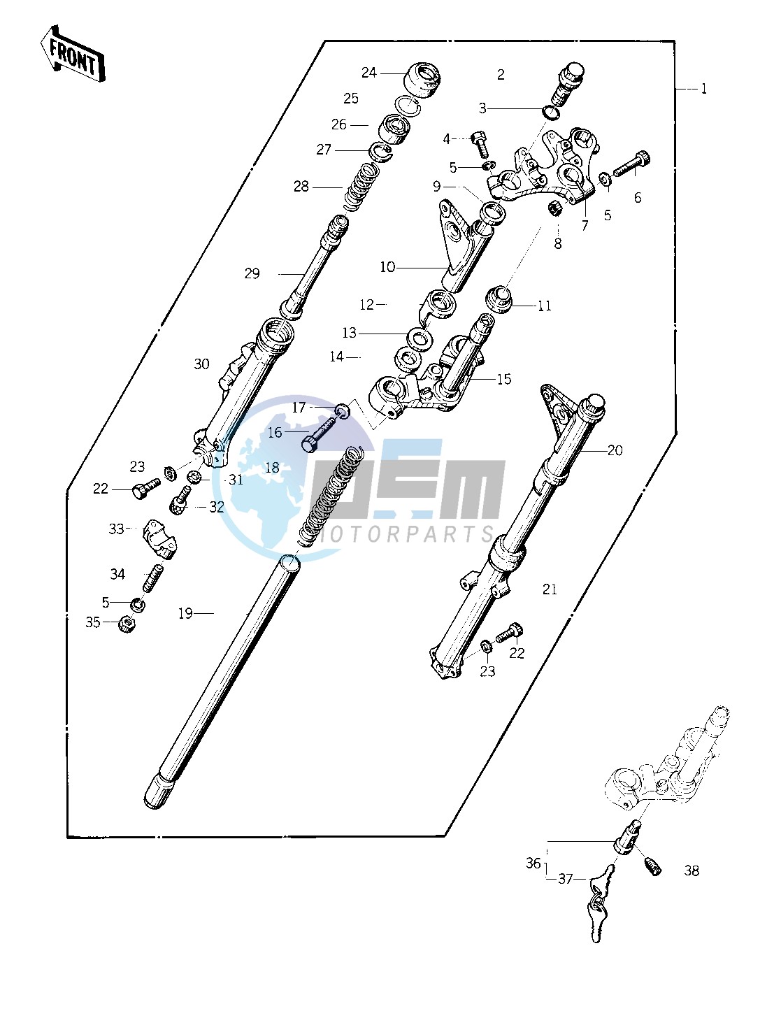 FRONT FORK -- 76 -77 KZ400 - D3_D4- -