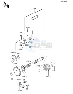 KX 80 E [KX80] (E2-E3) [KX80] drawing KICKSTARTER MECHANISM -- 84 KX80-E2- -