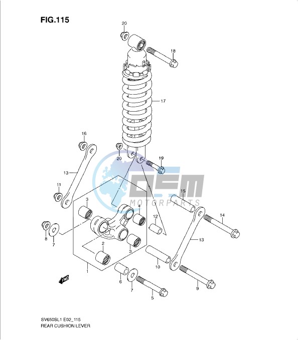 REAR CUSHION LEVER (SV650SL1 E24)