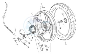 Scarabeo 50 2t e2 (eng. piaggio) drawing Rear wheel - disc brake