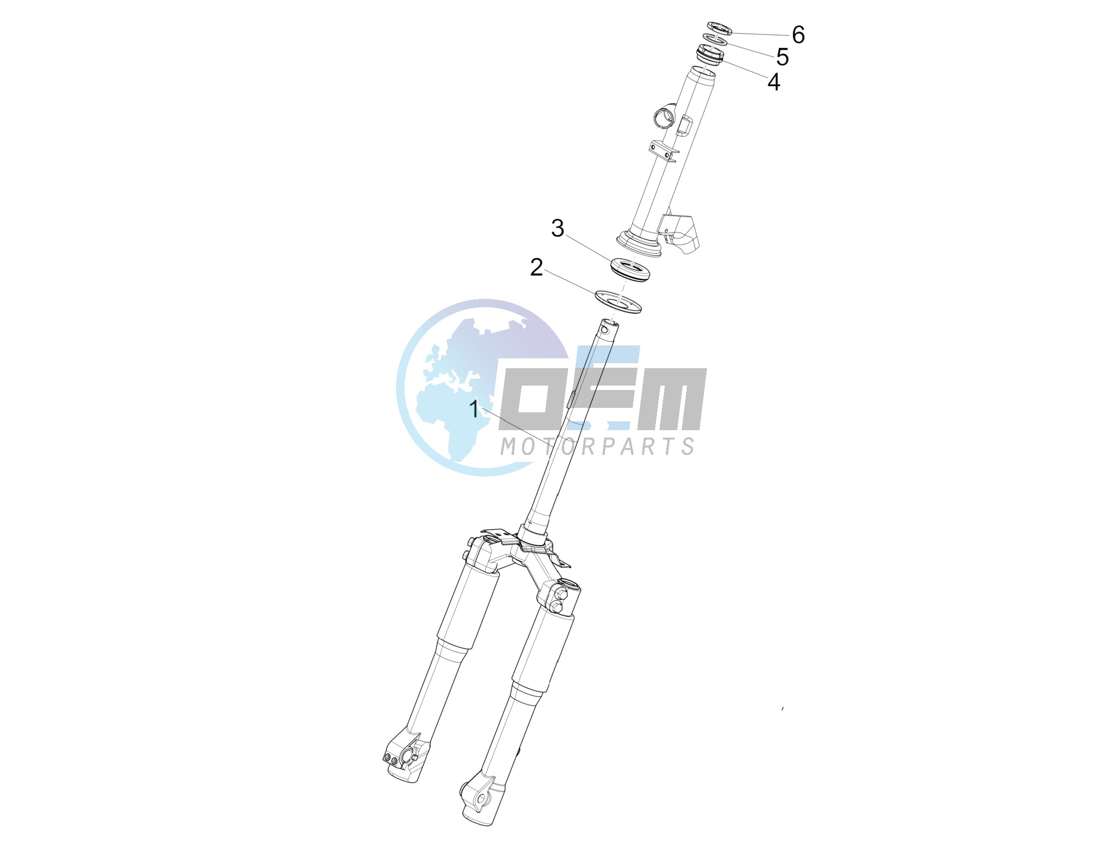 Fork steering tube - Steering bearing unit