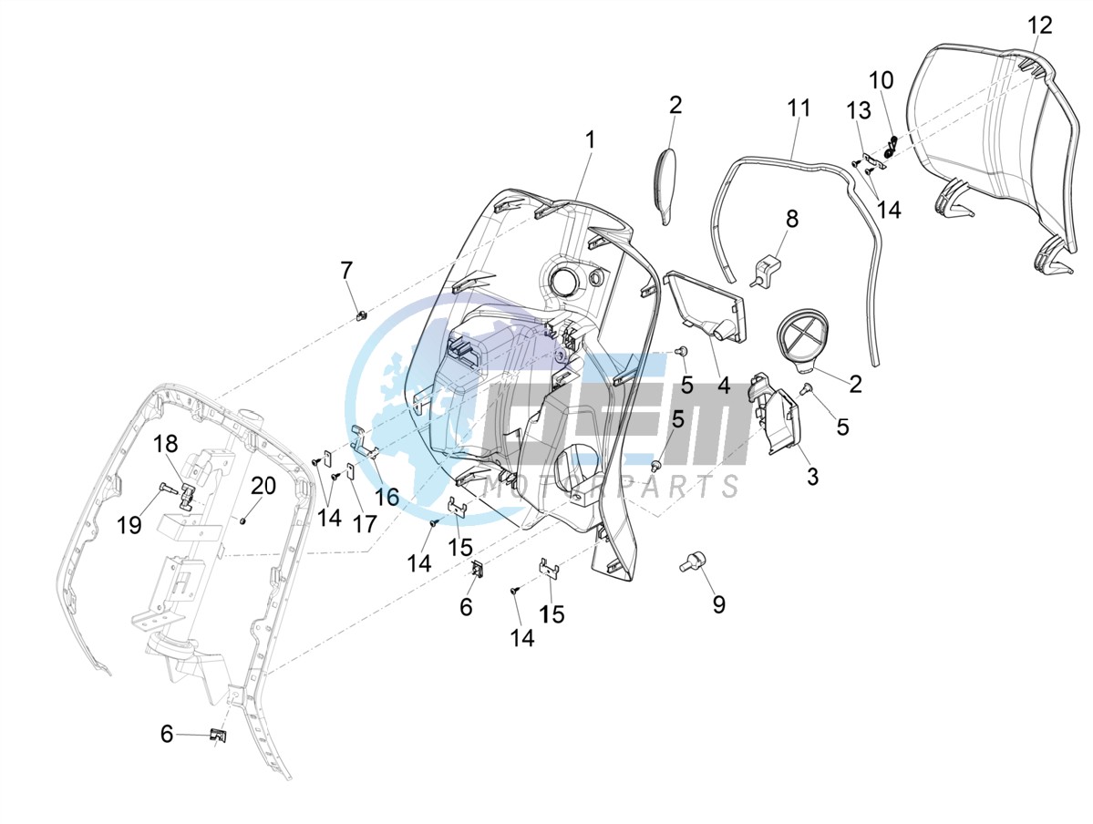 Front glove-box - Knee-guard panel