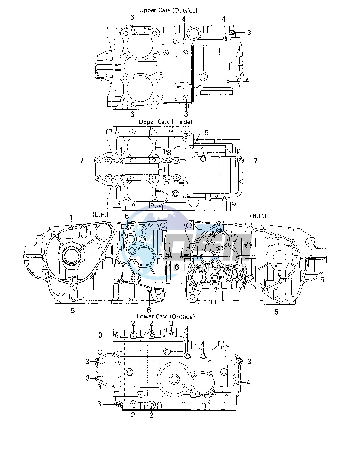 CRANKCASE BOLT & STUD PATTERN -- 80 A1- -