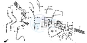 CB250 TWO FIFTY drawing HANDLE LEVER/SWITCH/CABLE (2)