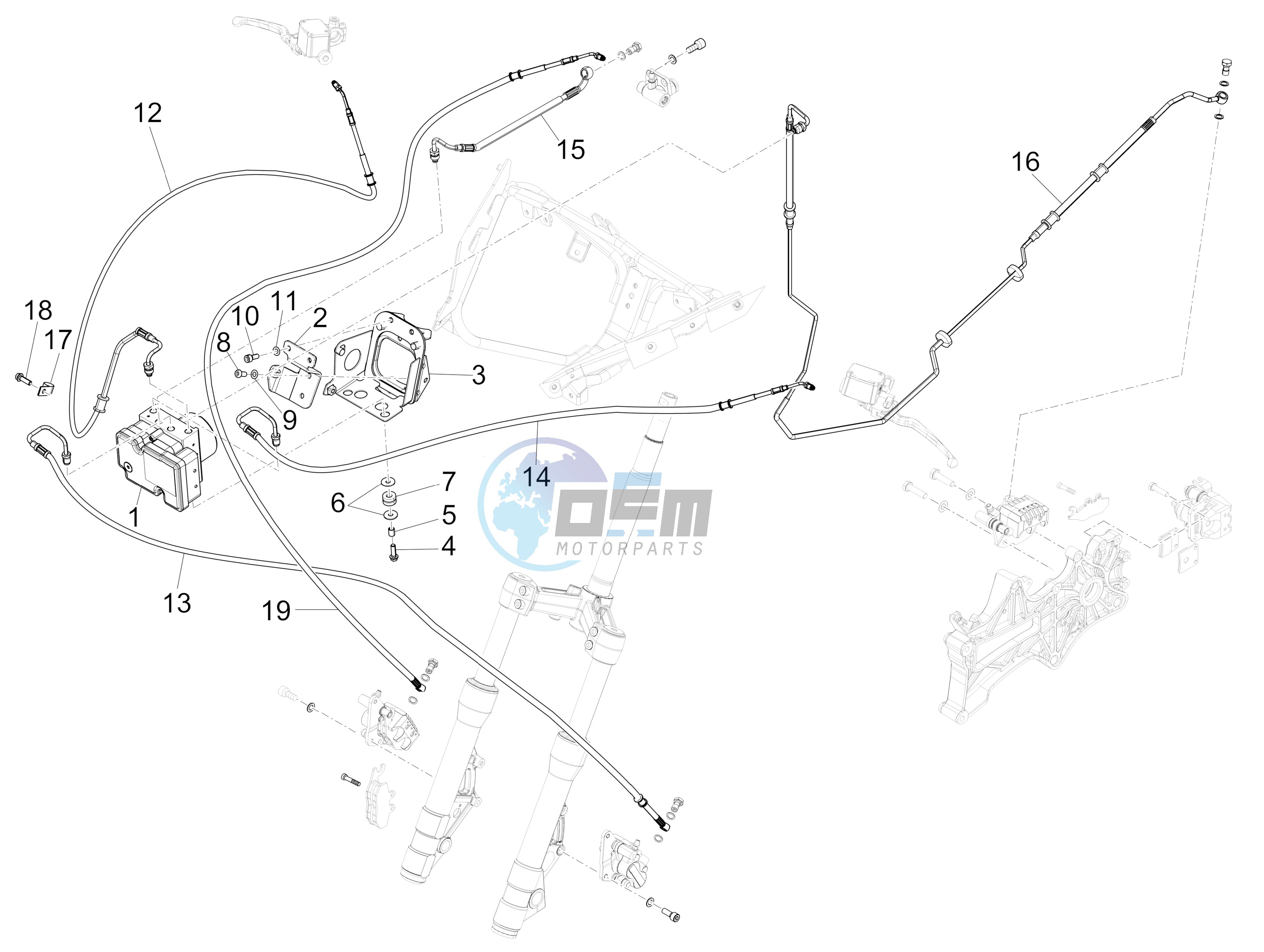 Brakes pipes - Calipers (ABS)