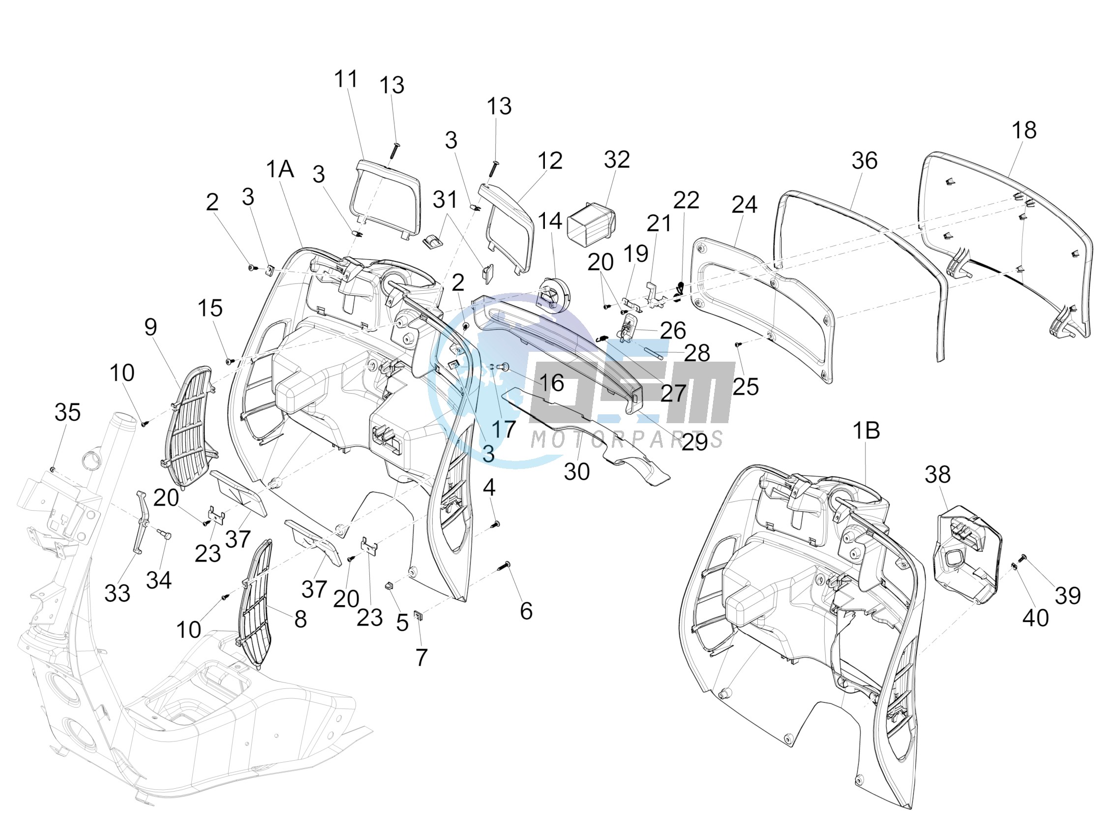 Front glove-box - Knee-guard panel