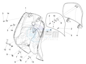 LX 150 4T 3V IE NOABS E3 (APAC) drawing Front glove-box - Knee-guard panel