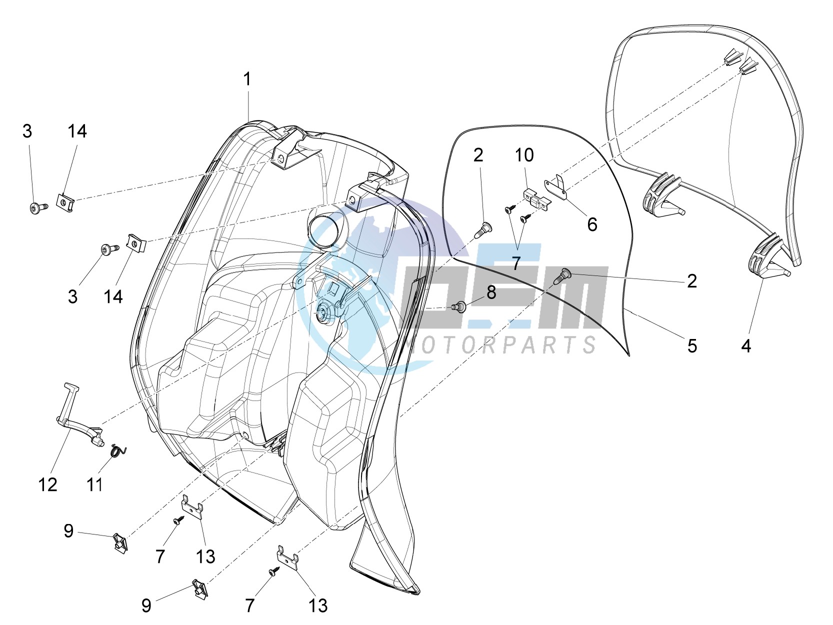 Front glove-box - Knee-guard panel