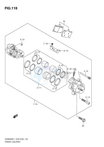 GSX650F (E3-E28) Katana drawing FRONT CALIPER (GSX650FL1 E28)