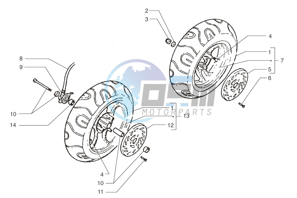 Front wheel-Rear wheel