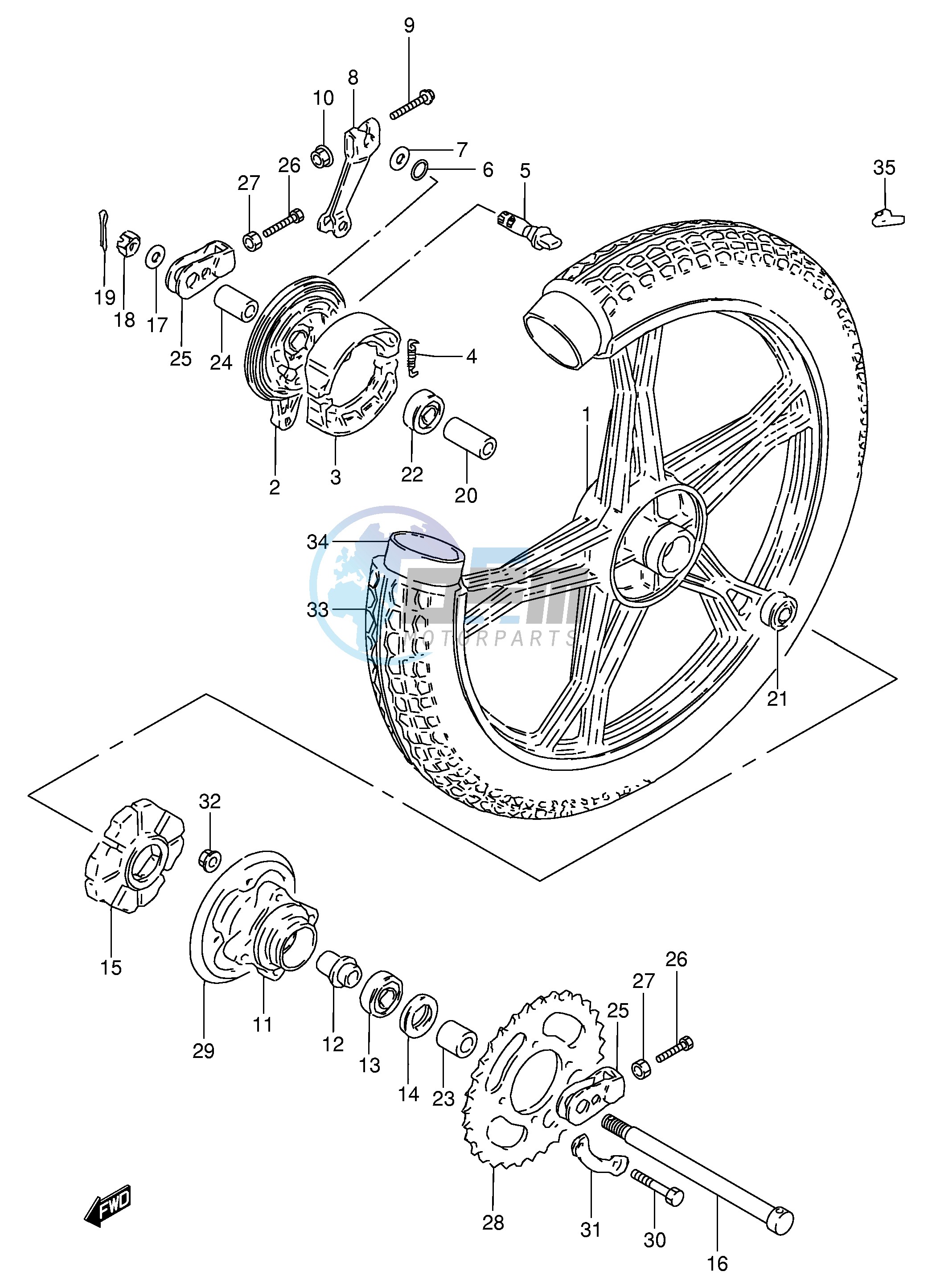 REAR WHEEL (GN250EM ER)