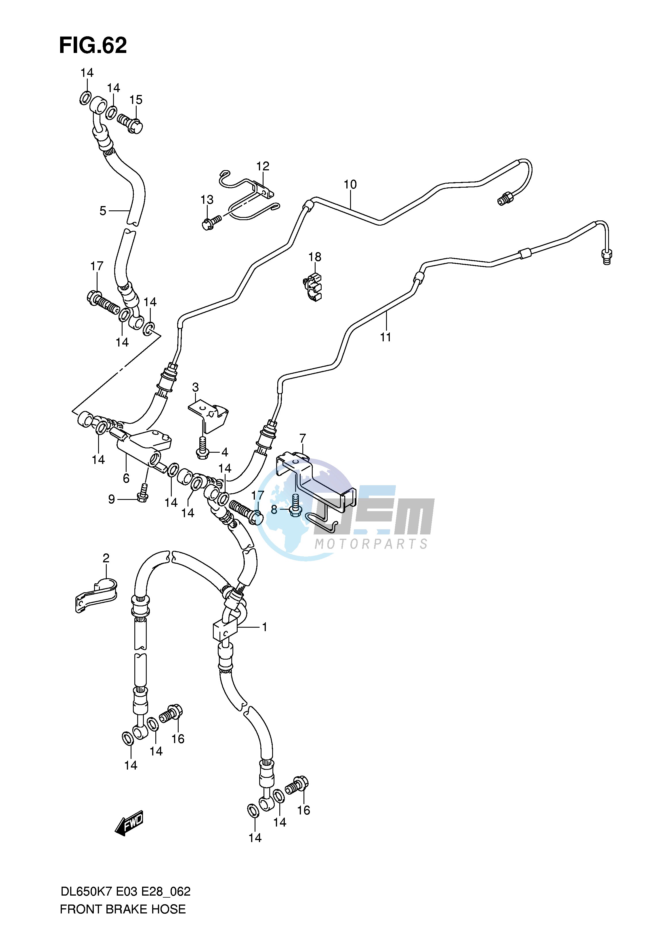 FRONT BRAKE HOSE (DL650AK7 AK8 AK9 AL0)