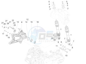 SUPER GTS 125 4T 3V IGET ABS E3 (APAC) drawing Rear suspension - Shock absorber/s