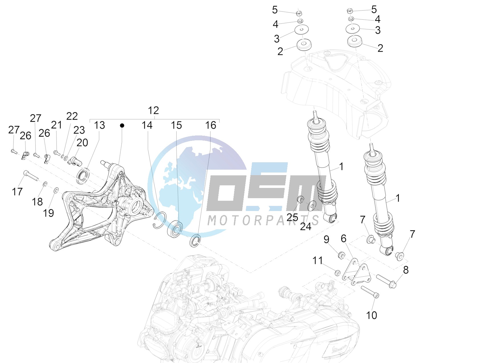 Rear suspension - Shock absorber/s