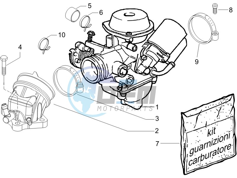 Carburettor assembly - Union pipe