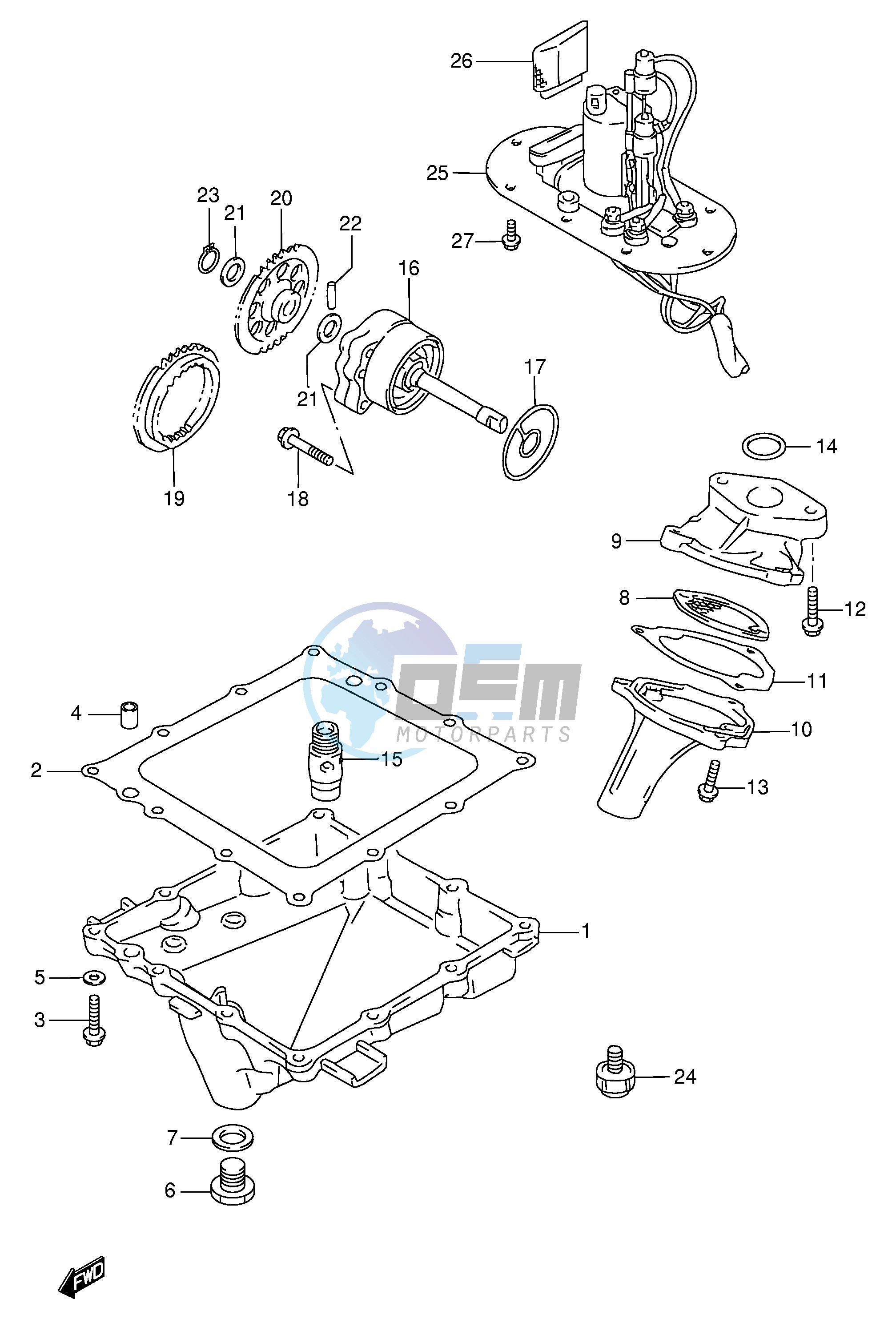 OIL PAN - OIL PUMP - FUEL PUMP (MODEL T V)