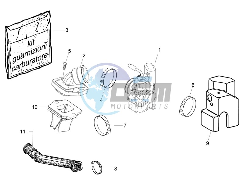 Carburettor assembly - Union pipe