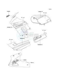 EX 250 F [NINJA 250R] (F15-F19) [NINJA 250R] drawing DECALS-- SILVER- --- F19- -