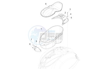 SUPER GTS 125 4T 3V IE NOABS E2-E3 (APAC) drawing Helmet housing - Undersaddle