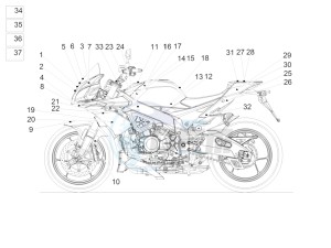 Tuono V4 1100 Factory (USA-CND) USA-CND drawing Plate set and decal