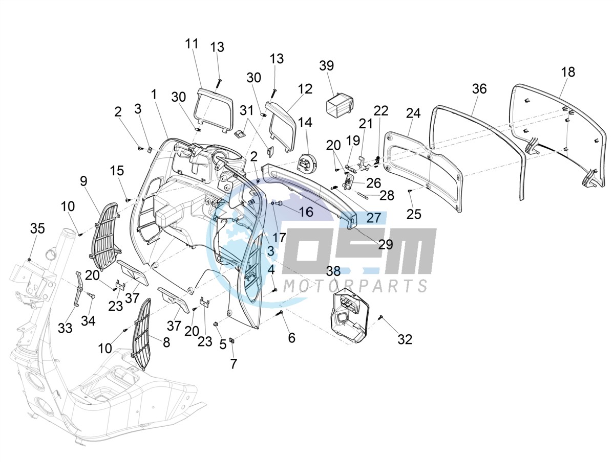 Front glove-box - Knee-guard panel