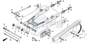 CB250 drawing SWINGARM/CHAIN CASE