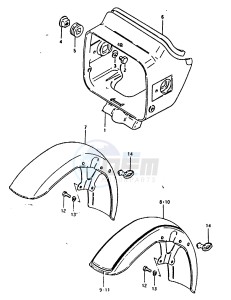 GSX1100 (T-X) drawing HEADLAMP HOUSING - FRONT FENDER