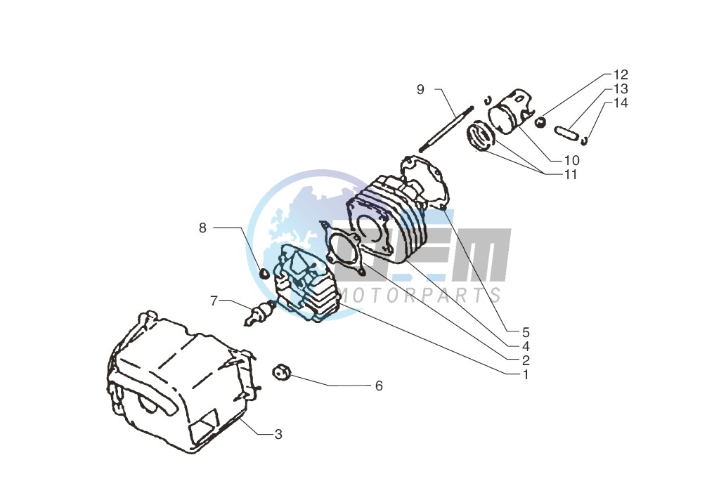 Cylinder-piston-wrist pin assy.