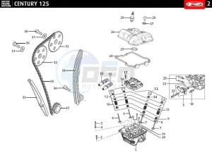 CENTURY-125-E4-GREY drawing CYLINDER HEAD - DISTRIBUTION CHAIN  EURO4