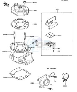 KX 80 G [KX80] (G1-G2) [KX80] drawing CYLINDER HEAD_CYLINDER_REED VALVE