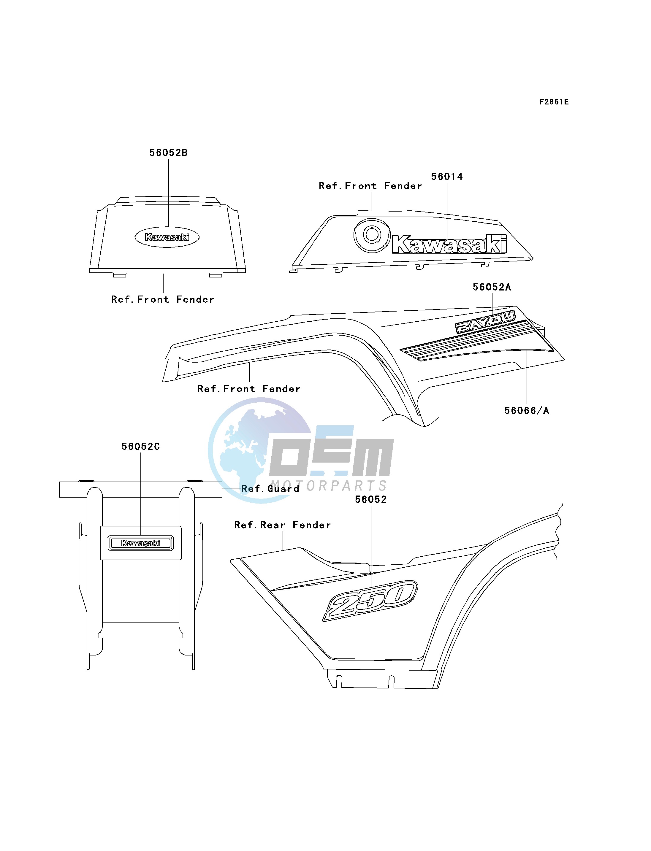 DECALS-- GREEN- --- KLF250-A3- -