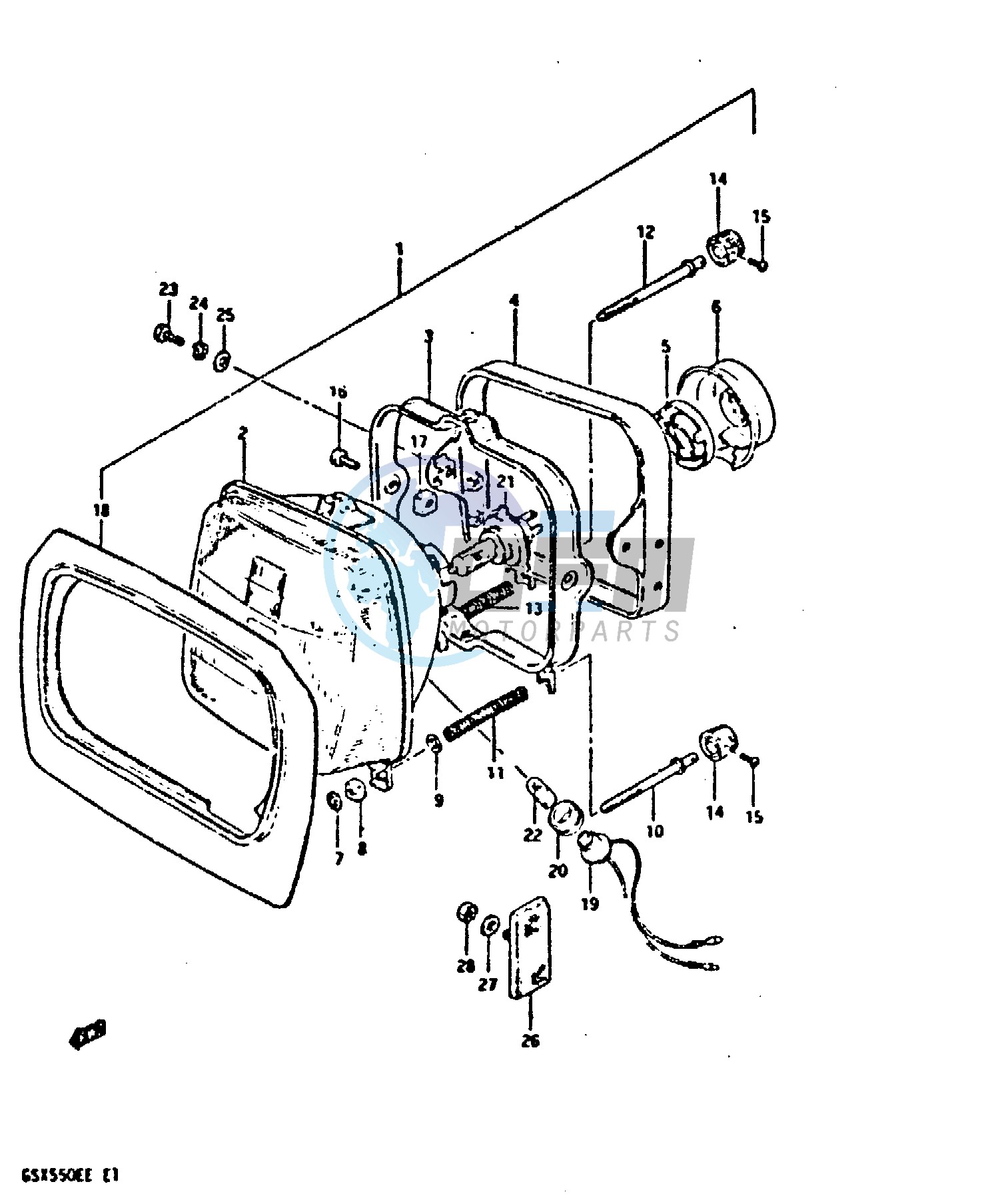 HEADLAMP (GSX550ESD ESE EFE)