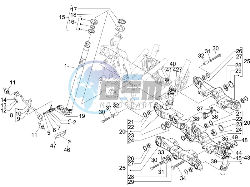 Fork steering tube - Steering bearing unit