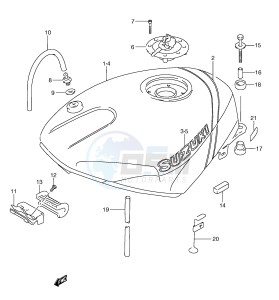 RGV250 (E24) drawing FUEL TANK (MODEL N)