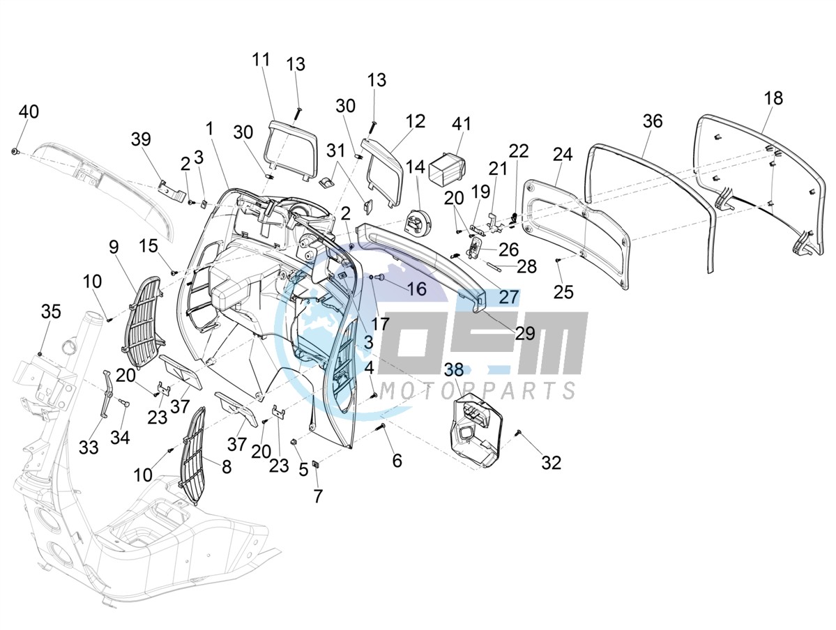 Front glove-box - Knee-guard panel