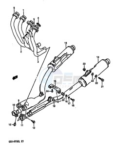 GSX-R750 (J-K-L) drawing MUFFLER (MODEL K)